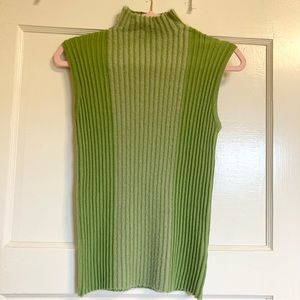 Color block green mock neck sweater